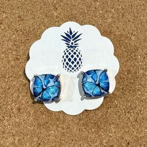 Blue Butterfly Square Earrings